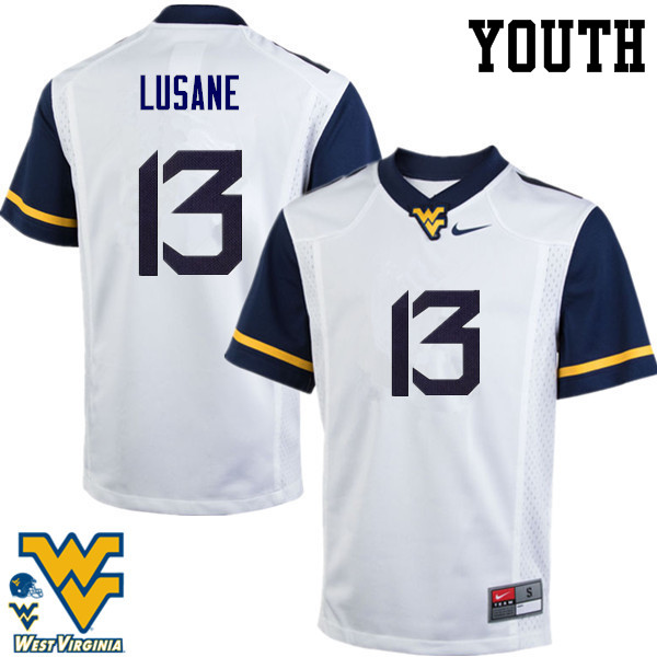 Youth #13 Rashon Lusane West Virginia Mountaineers College Football Jerseys-White